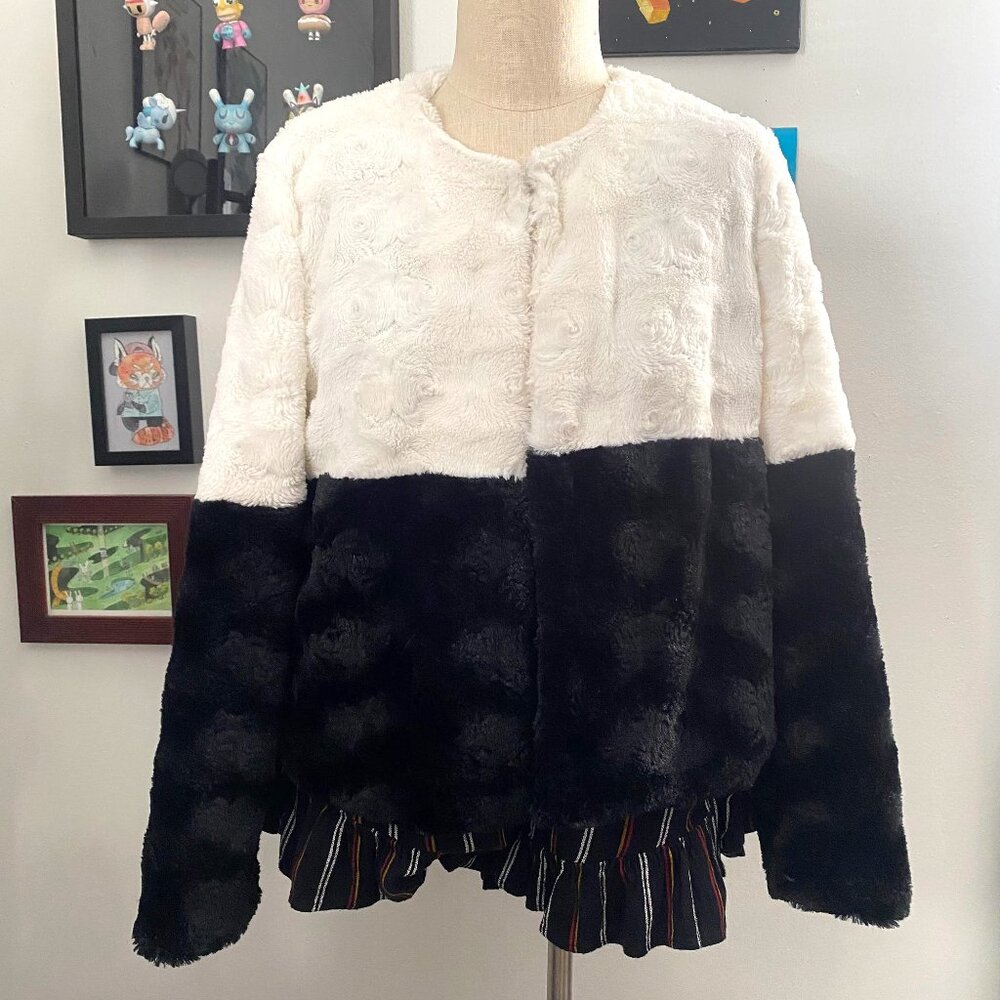 JohnPaulRichard Color Block Fuzzy Jacket
